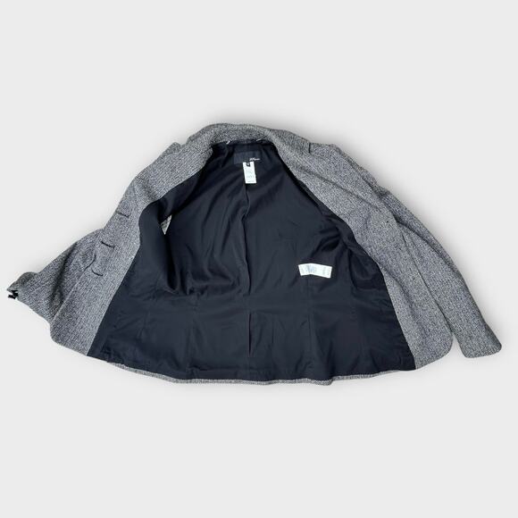 Les Copains Black White Herringbone Metallic Wool Blazer Women's size 42 Italian - Picture 7 of 11